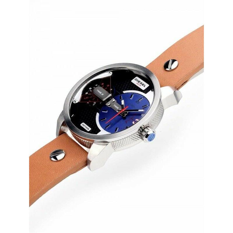  Shop Authentic Diesel Mini Daddy Blue & Black Dial Brown Leather Strap Watch For Men - DZ7308 - Luxxuri