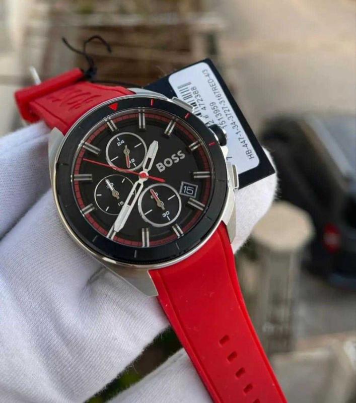  Shop Authentic Hugo Boss Volane Black Dial Red Rubber Strap Watch for Men - 1513959 - Luxxuri