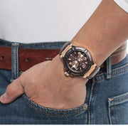  Shop Authentic Guess Rigor Analog Brown Dial Brown Leather Strap Watch For Men - W0040G3 - Luxxuri