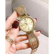  Shop Authentic Guess Chiffon Gold Dial Gold Mesh Bracelet Watch For Women - W1083L2 - Luxxuri