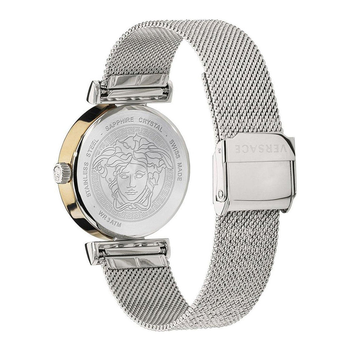 Shop Authentic Versace Meander Blue Dial Silver Mesh Bracelet Watch for Women - VELW00520 - Luxxuri
