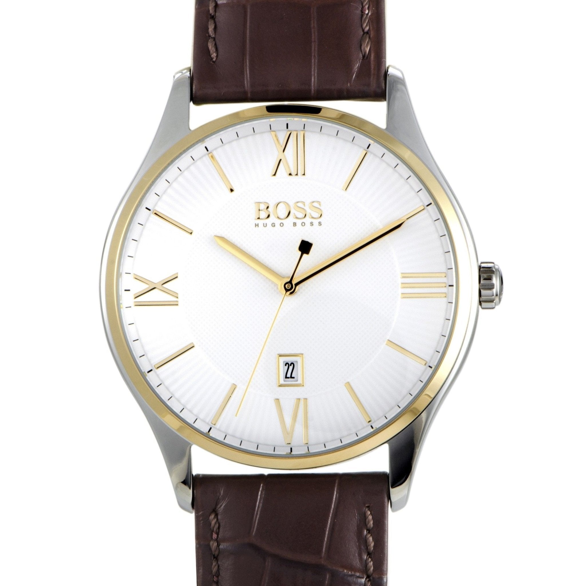  Shop Authentic Hugo Boss Classic White Dial Brown Leather Strap Watch for Men - 1513486 - Luxxuri