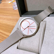  Shop Authentic Calvin Klein Minimal White Dial Silver Mesh Bracelet Watch for Women - K3M52152 - Luxxuri
