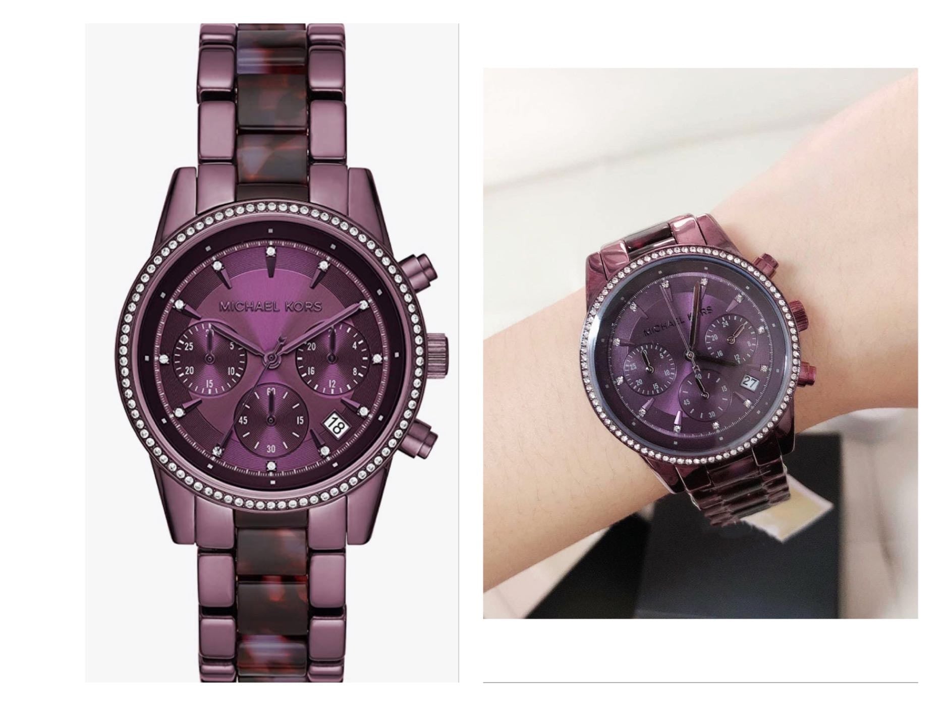  Shop Authentic Michael Kors Ritz Chronograph Purple Dial Purple Steel Strap Watch For Women - MK6720 - Luxxuri