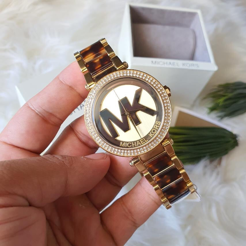  Shop Authentic Michael Kors Parker Chronograph Gold Dial Two Tone Steel Strap Watch for Women - MK6109 - Luxxuri