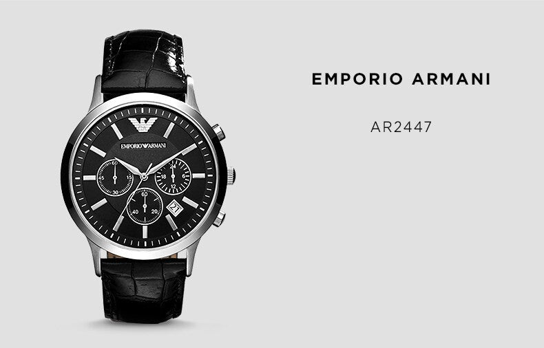  Shop Authentic Emporio Armani Renato Chronograph Black Dial Black Leather Strap Watch For Men - AR2447 - Luxxuri
