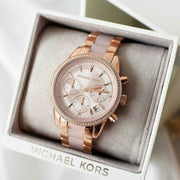  Shop Authentic Michael Kors Ritz Chronograph Rose Gold Dial Two Tone Steel Strap Watch for Women - MK6307 - Luxxuri