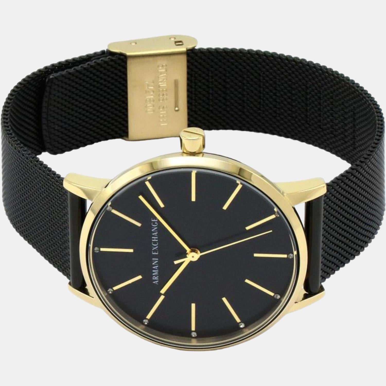  Shop Authentic Armani Exchange Lola Three Hand Black Dial Black Mesh Strap Watch For Women - AX5548 - Luxxuri