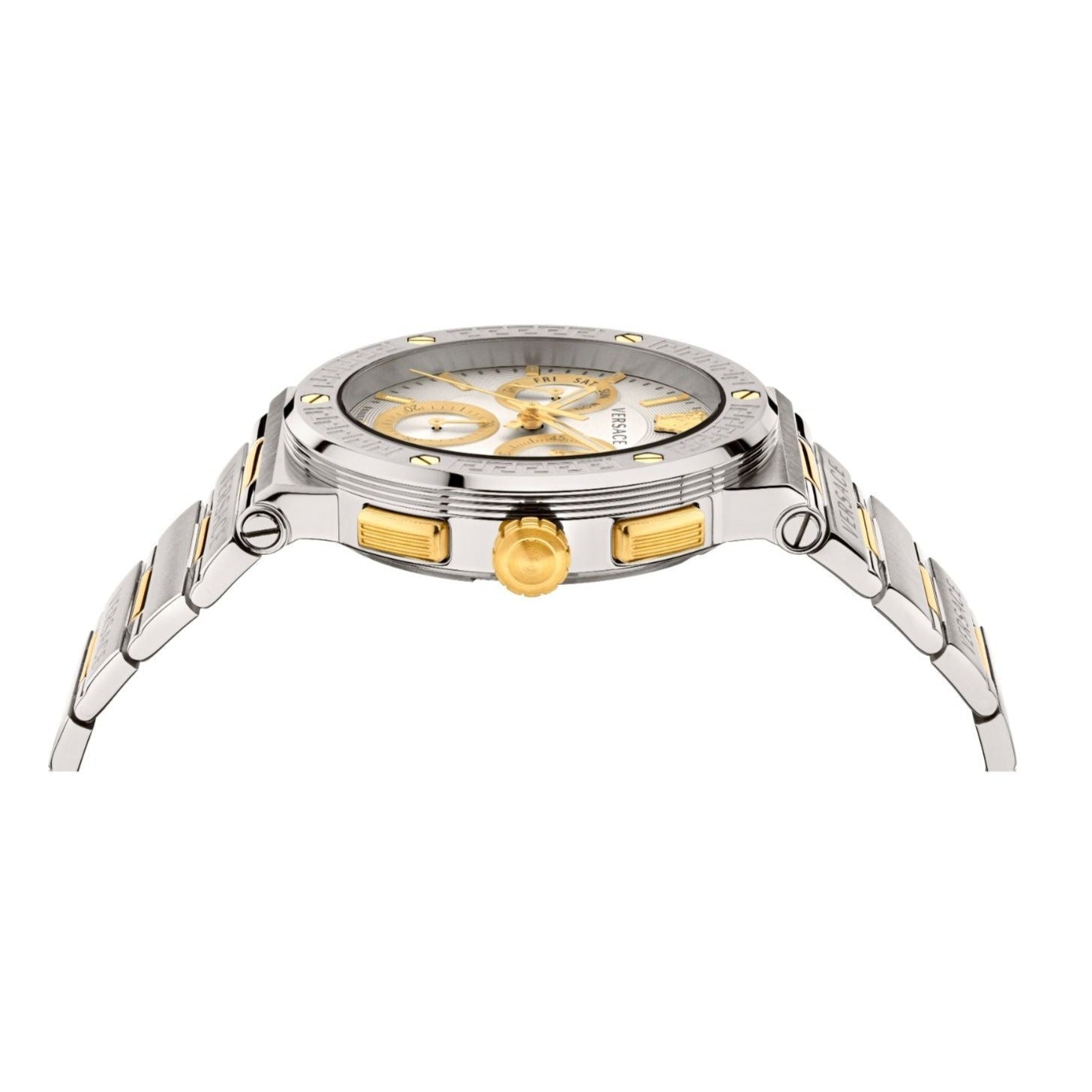  Shop Authentic Versace Greca Chronograph White Dial Two Tone Steel Strap Watch For Men - VEZ900321 - Luxxuri