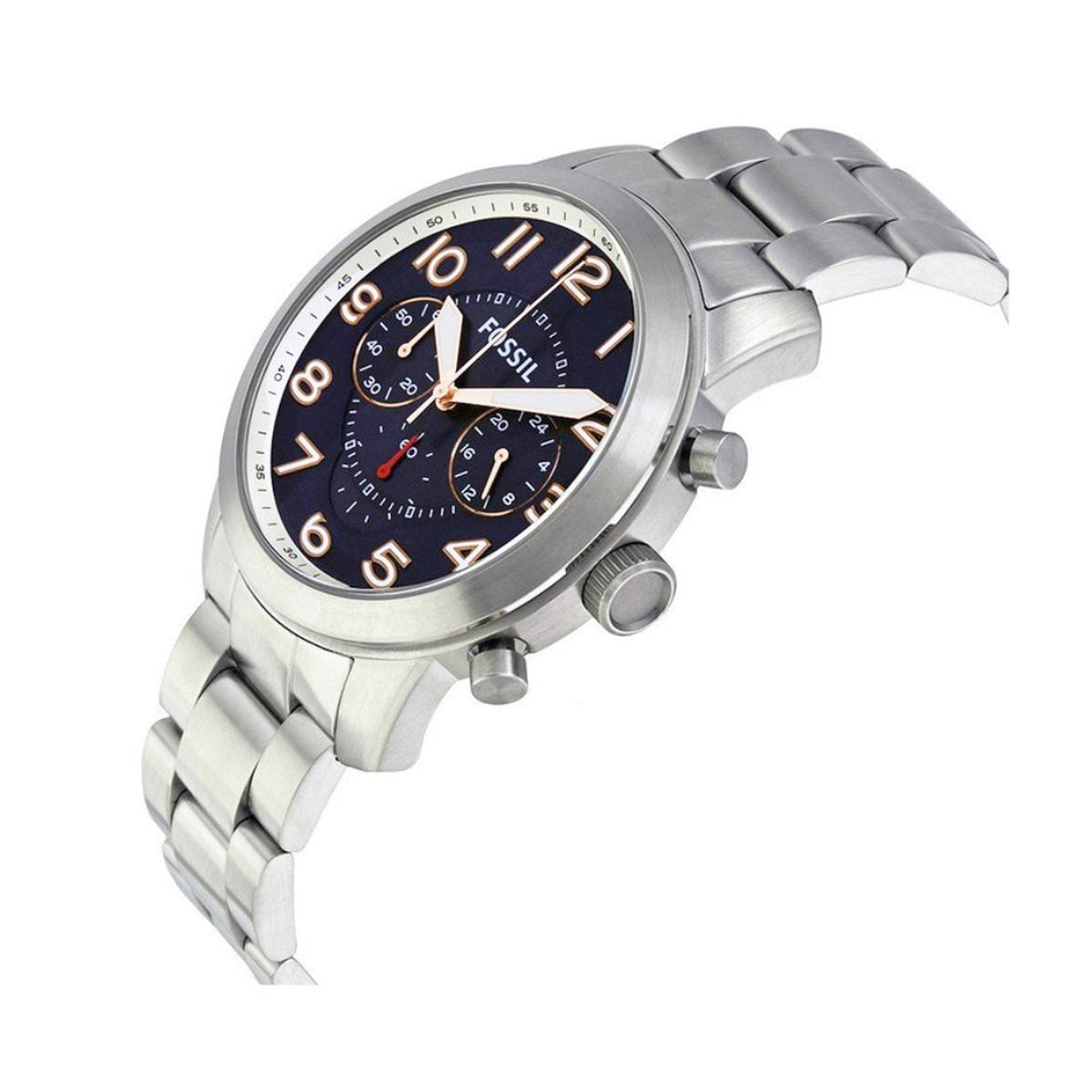  Shop Authentic Fossil Pilot 54 Chronograph Navy Blue Dial Silver Steel Strap Watch for Men - FS5203 - Luxxuri
