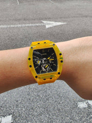  Shop Authentic Guess Phoenix Multi Function Black Dial Yellow Rubber Strap Watch for Men - GW0203G6 - Luxxuri