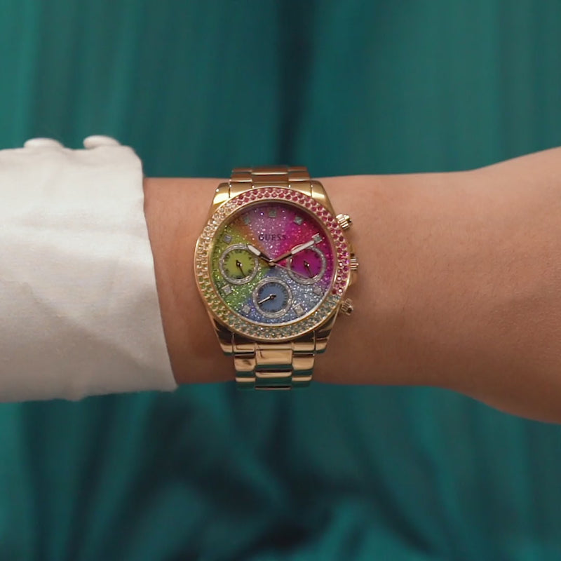  Shop Authentic Guess Sugarrush Quartz Multicolor Dial Gold Steel Strap Watch For Women - GW0258L1 - Luxxuri