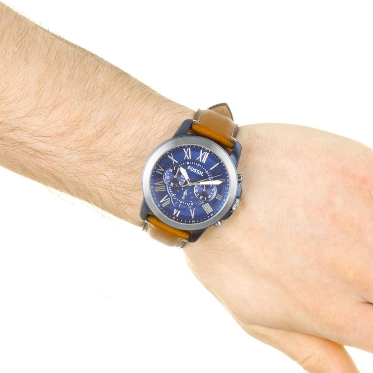  Shop Authentic Fossil Grant Chronograph Blue Dial Brown Leather Strap Watch for Men - FS5151 - Luxxuri