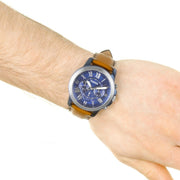  Shop Authentic Fossil Grant Chronograph Blue Dial Brown Leather Strap Watch for Men - FS5151 - Luxxuri