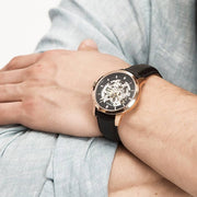  Shop Authentic Fossil Townsman Automatic Skeleton Black Dial Black Leather Strap Watch for Men - ME3084 - Luxxuri