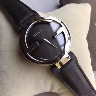  Shop Authentic Gucci G Interlocking Black Dial Black Leather Strap Watch For Women - YA133301 - Luxxuri