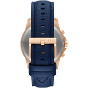  Shop Authentic Armani Exchange Banks Chronograph Blue Dial Blue Leather Strap Watch For Men - AX1723 - Luxxuri