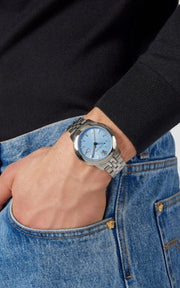  Shop Authentic Versace V-Urban Light Blue Dial Silver Steel Strap Watch for Men - VELQ00419 - Luxxuri