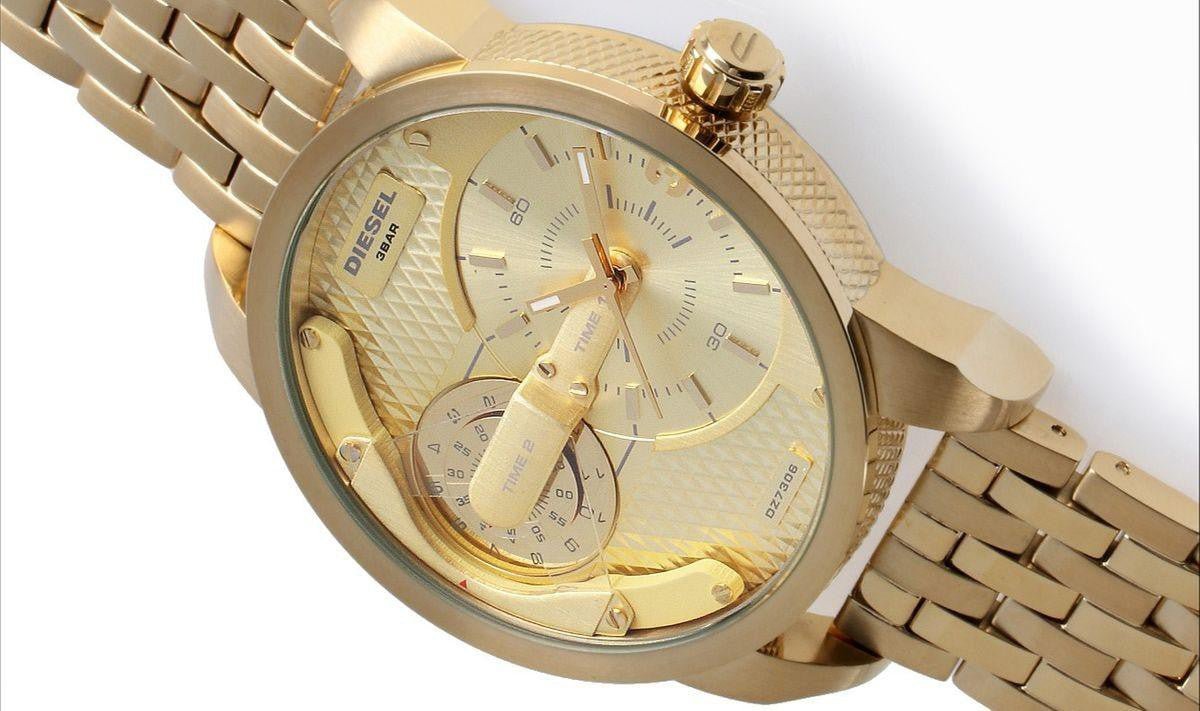  Shop Authentic Diesel Mini Daddy Gold Dial Gold Steel Strap Watch For Men - DZ7306 - Luxxuri