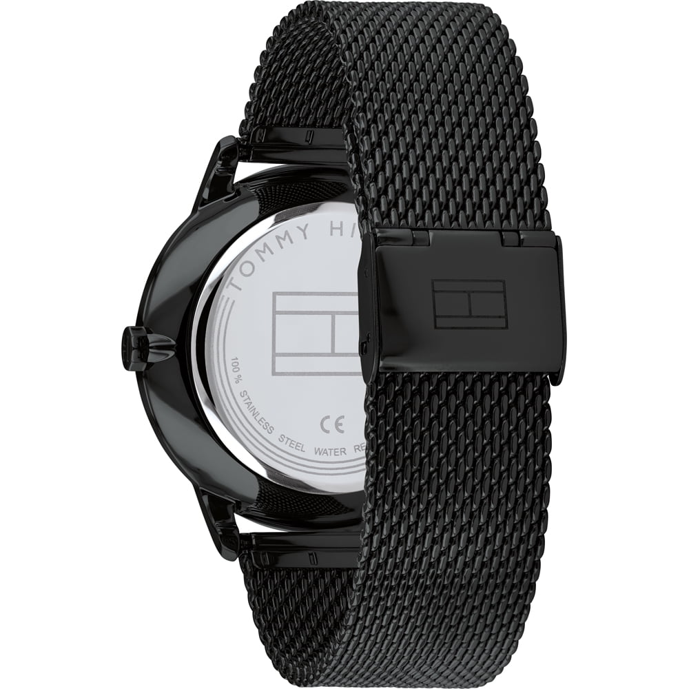  Shop Authentic Tommy Hilfiger Brad Quartz Blue Dial Black Mesh Bracelet Watch For Men - 1710392 - Luxxuri