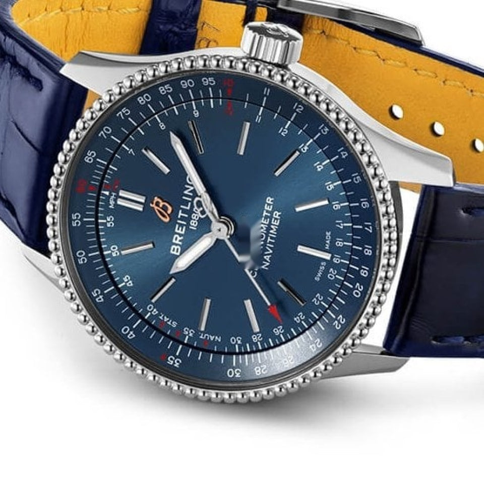  Shop Authentic Breitling Navitimer Automatic 35 Blue Dial Blue Leather Strap Watch for Men - A17395161C1P1 - Luxxuri