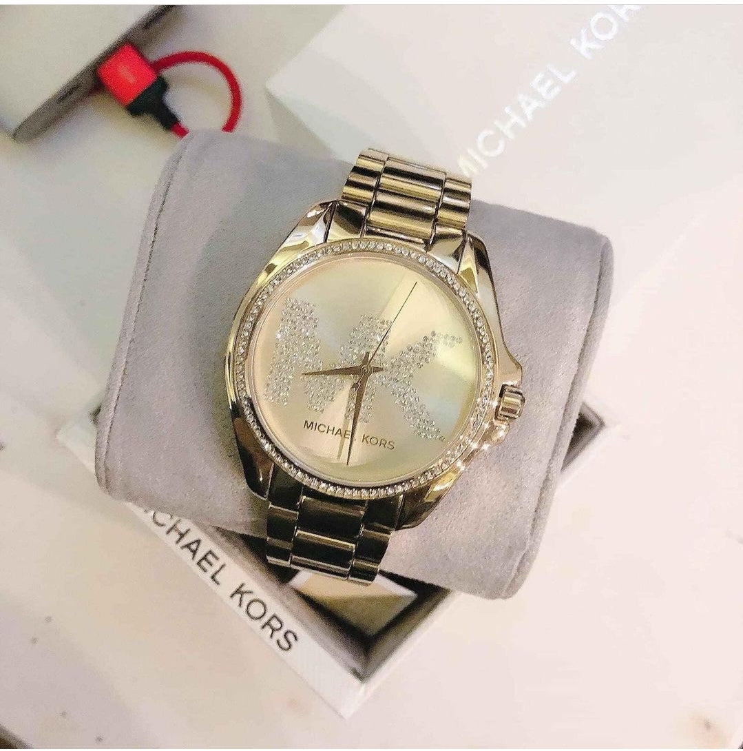  Shop Authentic Michael Kors Bradshaw Quartz Gold Dial Gold Steel Strap Watch For Women - MK6555 - Luxxuri