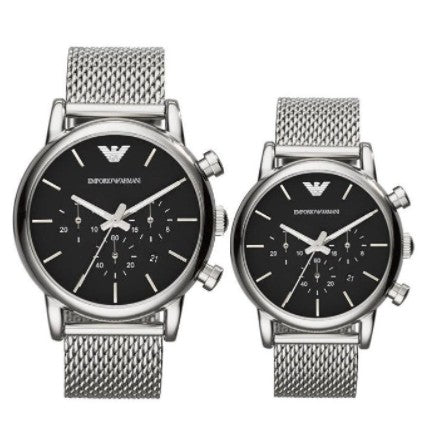  Shop Authentic Emporio Armani Luigi Black Dial Silver Mesh Bracelet Watch For Men - AR8032 - Luxxuri