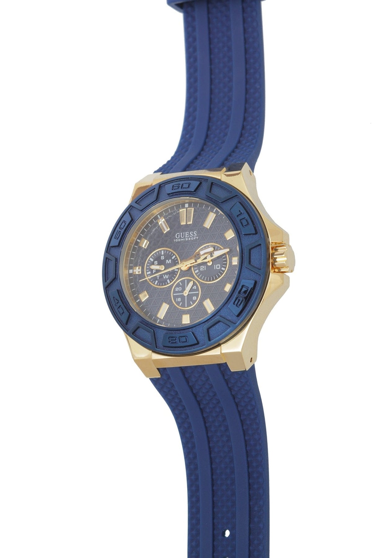  Shop Authentic Guess Force Blue & Rose Gold Dial Blue Silicone Strap Watch For Men - W0674G2 - Luxxuri