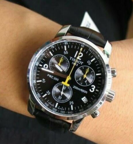 Shop Authentic Tissot T Race PRC 200 Chronograph Quartz Black Dial Black Leather Strap Watch for Men - T17.1.526.52 - Luxxuri