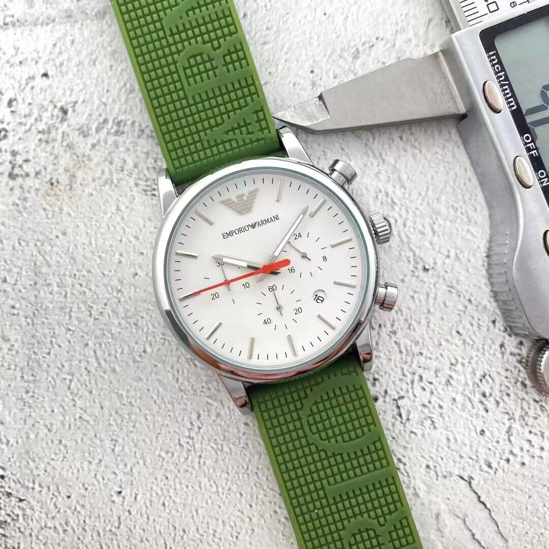  Shop Authentic Emporio Armani Chronograph White Dial Green Rubber Strap Watch For Men - AR11022 - Luxxuri