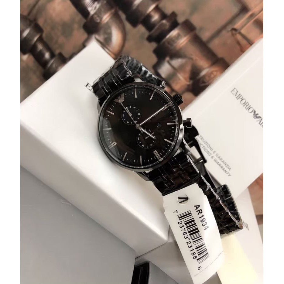  Shop Authentic Emporio Armani Chronograph Black Dial Black Steel Strap Watch For Men - AR1934 - Luxxuri