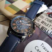  Shop Authentic Fossil Grant Chronograph Black Dial Blue Leather Strap Watch for Men - FS5061 - Luxxuri