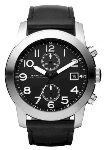  Shop Authentic Marc Jacobs Larry Chronograph Black Dial Black Leather Strap Watch for Men - MBM5033 - Luxxuri