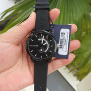  Shop Authentic Tommy Hilfiger Denim Quartz Black Dial Black Rubber Strap Watch for Men - 1791483 - Luxxuri