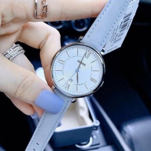  Shop Authentic Fossil Jacqueline White Dial Light Blue Leather Strap Watch for Women - ES3821 - Luxxuri