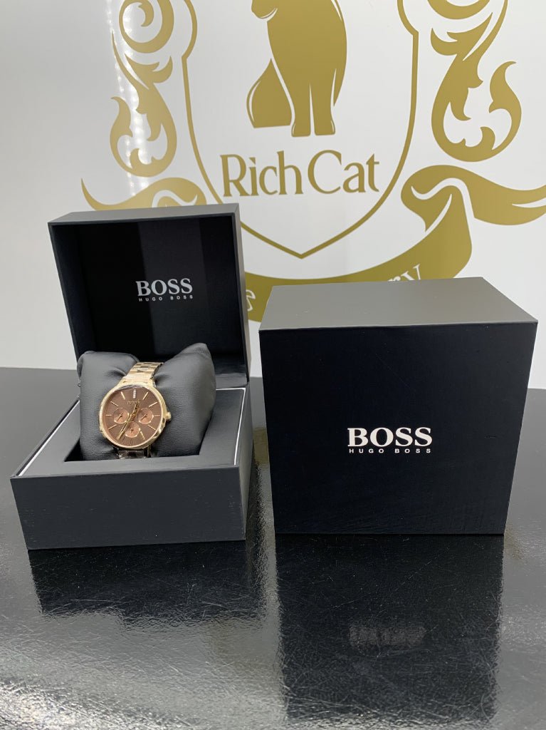  Shop Authentic Hugo Boss Symphony Brown Dial Gold Steel Strap Watch for Women - 1502422 - Luxxuri