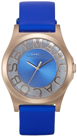  Shop Authentic Marc Jacobs Henry Skeleton Blue Dial Blue Leather Strap Watch for Women - MBM1244 - Luxxuri