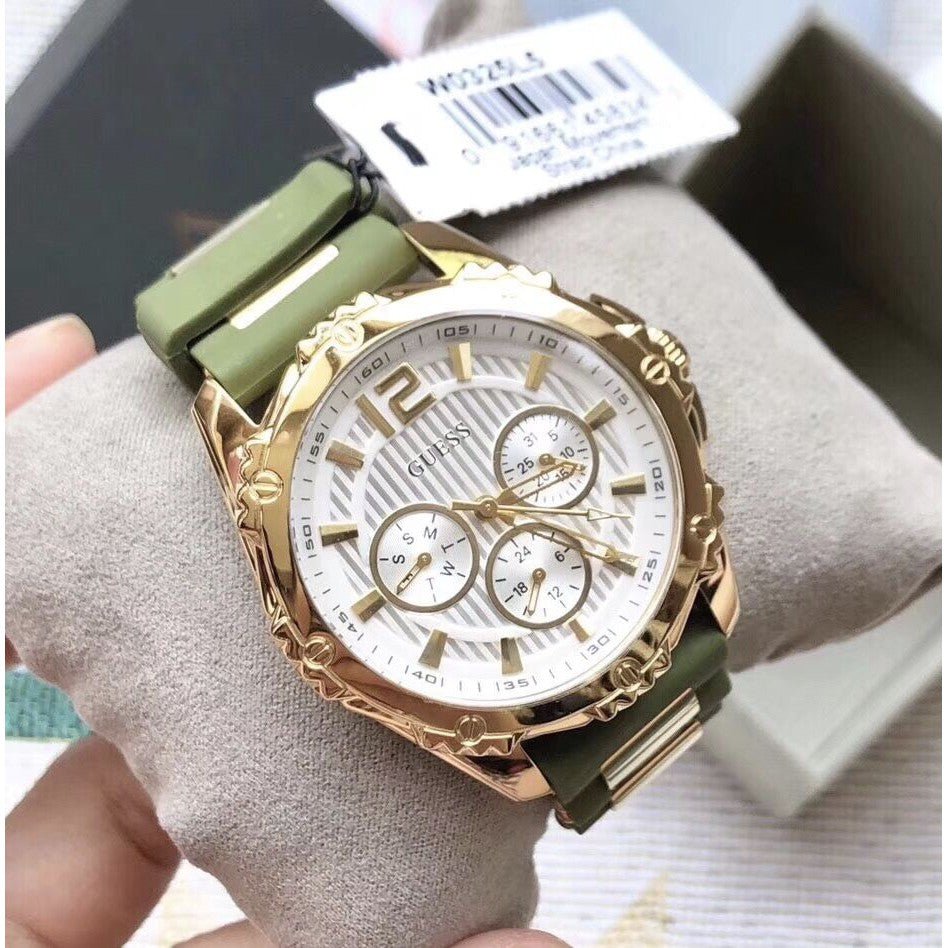  Shop Authentic Guess Interpid 2 Golden Dial Two Tone Silicon Strap Watch For Women - W0325L5 - Luxxuri