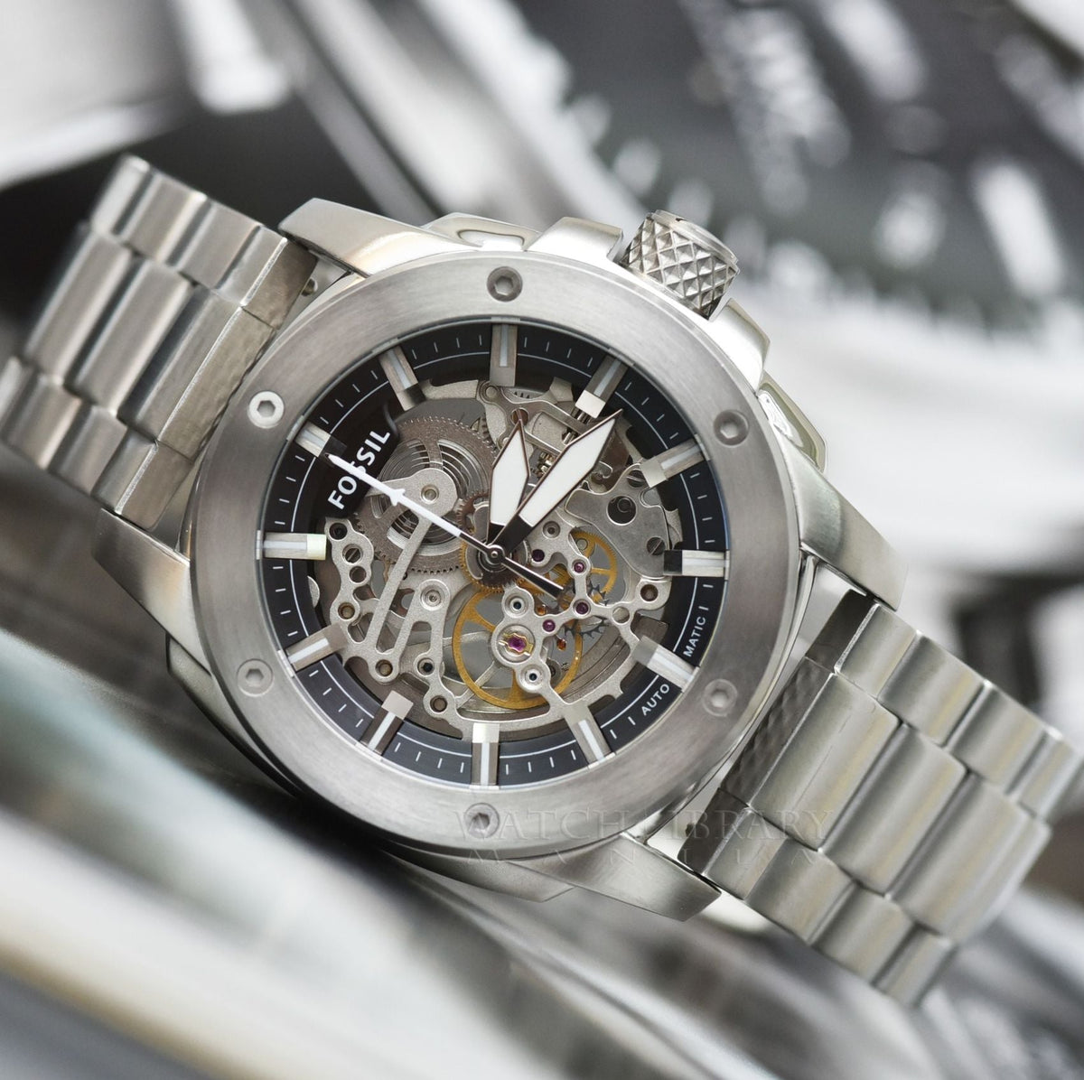  Shop Authentic Fossil Modern Machine Automatic Silver Dial Silver Steel Strap Watch for Men - ME3081 - Luxxuri