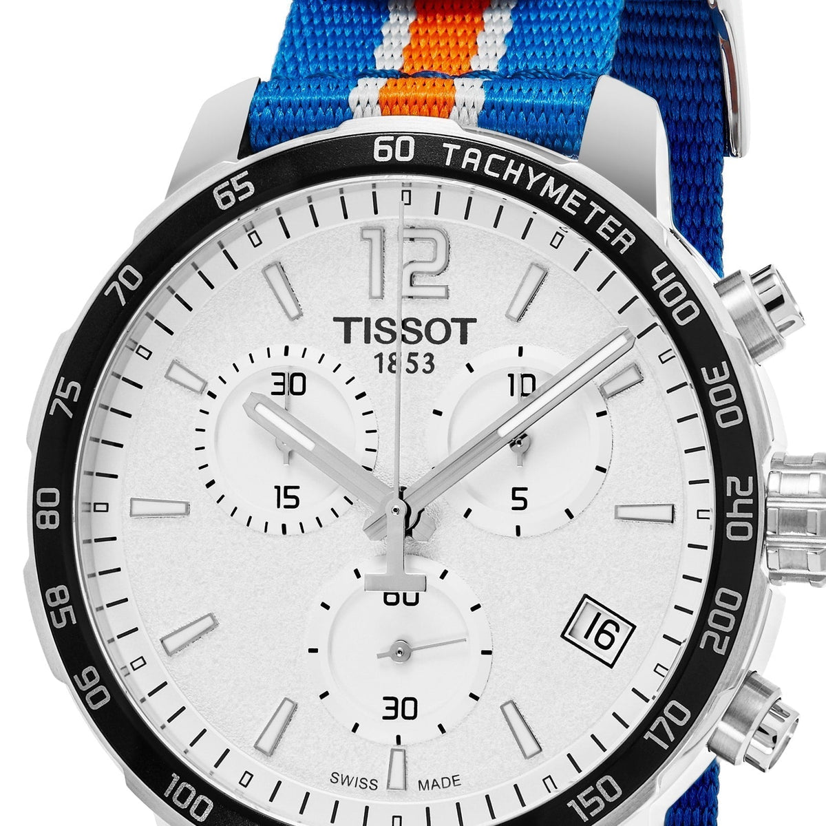  Shop Authentic Tissot Quickster Chronograph NBA New York Kicks White Dial Multicolored Nato Strap Watch For Men - T095.417.17.037.06 - Luxxuri