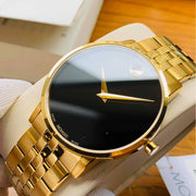  Shop Authentic Movado Museum Black Dial Gold Steel Strap Watch For Men - 606997 - Luxxuri