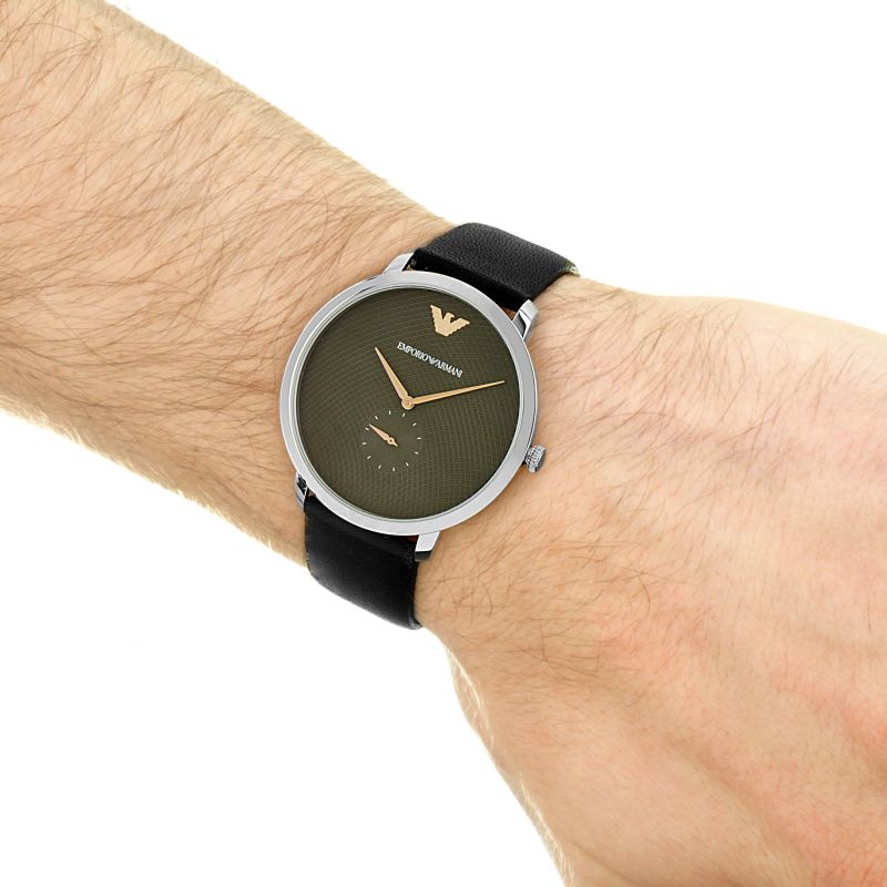  Shop Authentic Emporio Armani Modern Slim Quartz Grey Dial Black Leather Strap Watch For Men - AR11162 - Luxxuri