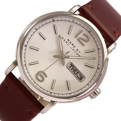  Shop Authentic Marc Jacobs Fergus White Dial Brown Leather Strap Watch for Men - MBM5080 - Luxxuri