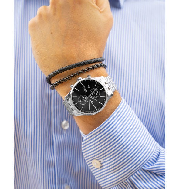  Shop Authentic Hugo Boss Associate Black Dial Silver Steel Strap Watch for Men - 1513869 - Luxxuri