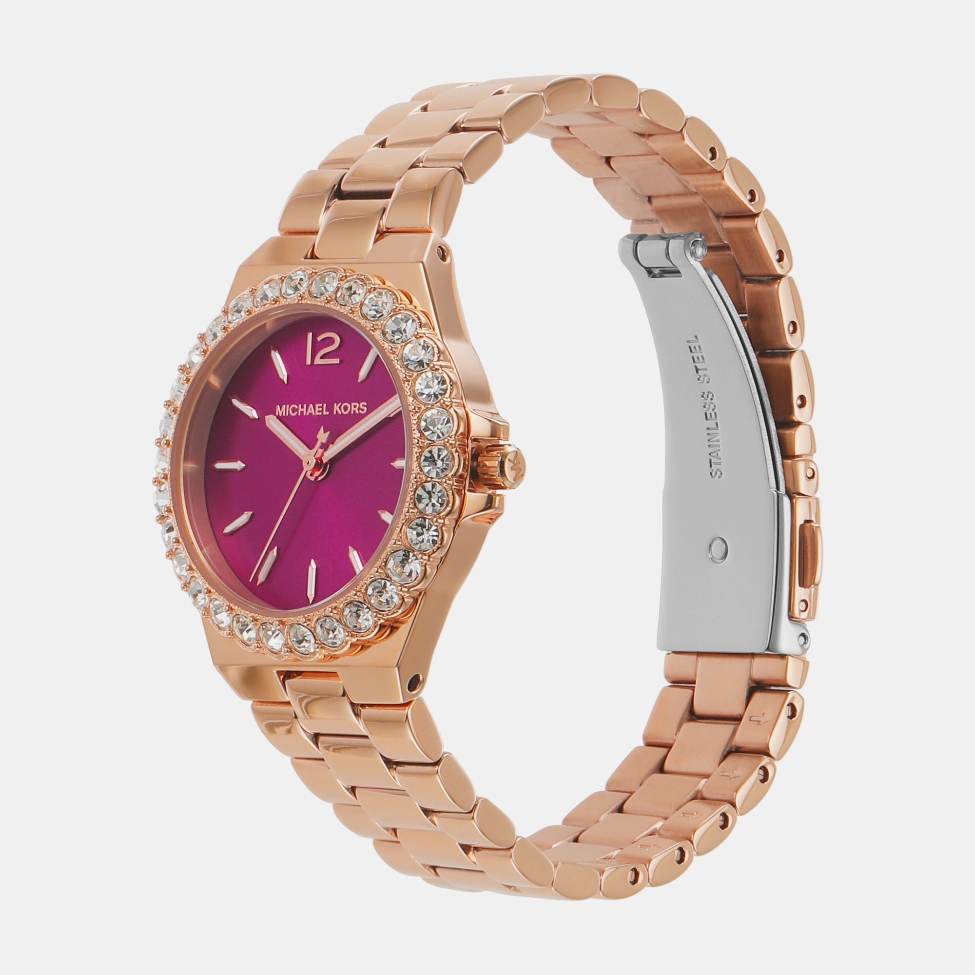  Shop Authentic Michael Kors Lennox Analog Pink Dial Rose Gold Steel Strap Watch For Women - MK7396 - Luxxuri