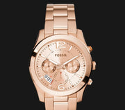  Shop Authentic Fossil Boyfriend Multifunction Rose Gold Dial Rose Gold Steel Strap Watch for Women - ES3885 - Luxxuri