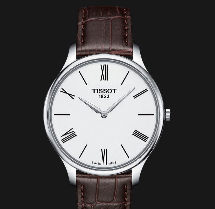  Shop Authentic Tissot T Classic Tradition 5.5 Quartz White Dial Brown Leather Strap Watch For Men - T063.409.16.018.00 - Luxxuri