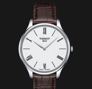  Shop Authentic Tissot T Classic Tradition 5.5 Quartz White Dial Brown Leather Strap Watch For Men - T063.409.16.018.00 - Luxxuri
