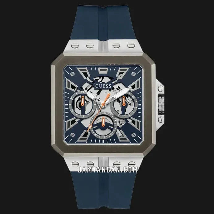  Shop Authentic Guess Leo Chronograph Navy Blue Dial Blue Silicone Strap Watch For Men - GW0637G1 - Luxxuri