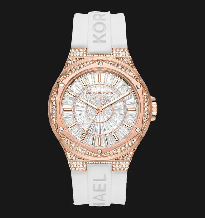  Shop Authentic Michael Kors Lennox Three-Hand Crystals Dial White Silicone Strap Watch For Women - MK7248 - Luxxuri